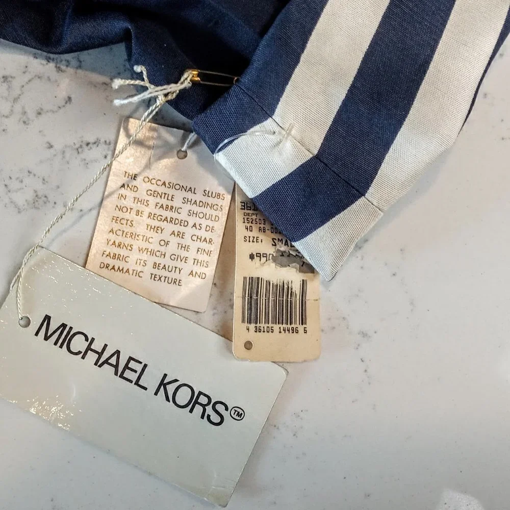 Michael Kors Navy Stripe Reversible Silk Jacket NWT